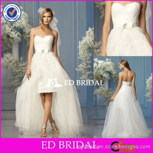XL223 2014 Latest Design Sweetheart Neckline Lace Applique Open Back Detachable Skirt Wedding Dress
